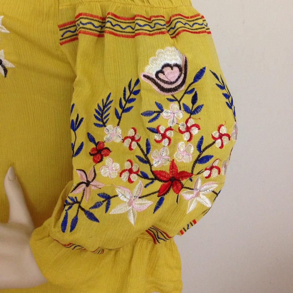 LAST 1! Floral Embroidery Off Shoulder Dress - Picture 5 of 5